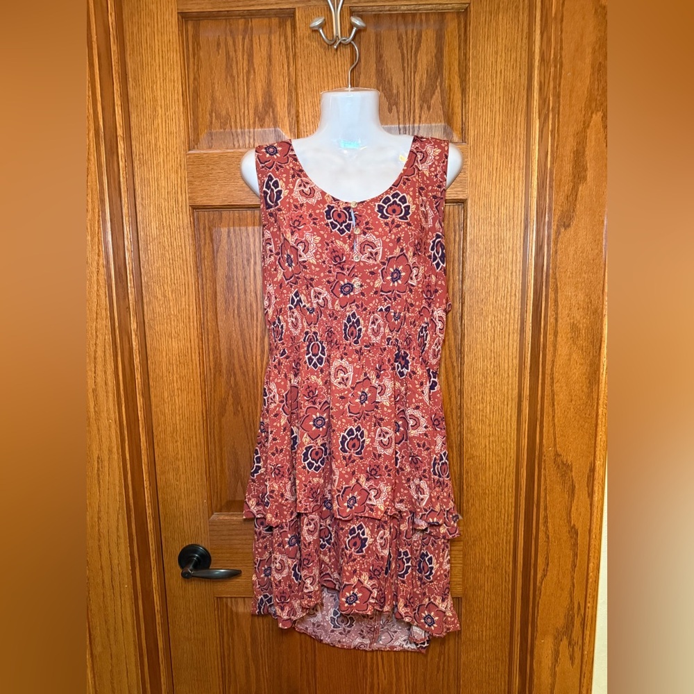 Madison & Berkeley Red and Orange Sleeveless Sundress